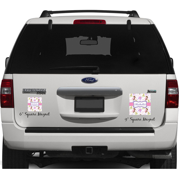 Princess Print Personalized Square Car Magnets on Ford Explorer