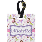Princess Print Plastic Luggage Tag - Square w/ Name or Text