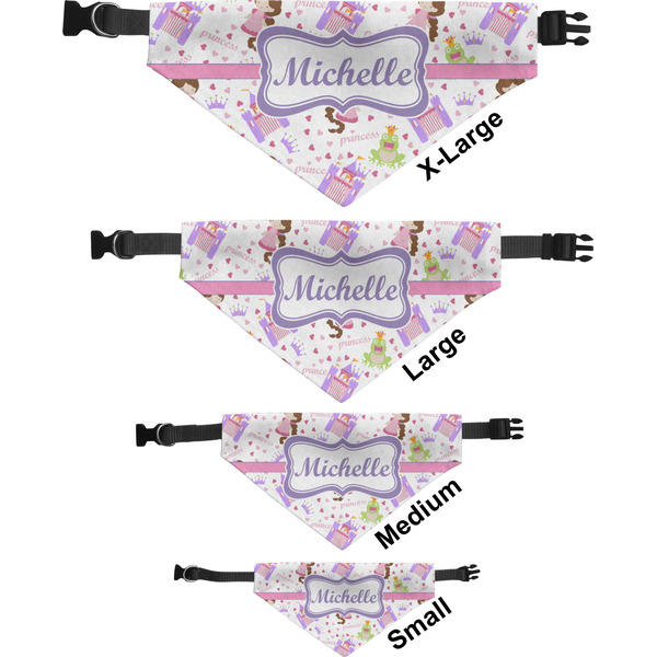 Princess Print Pet Bandana Sizes