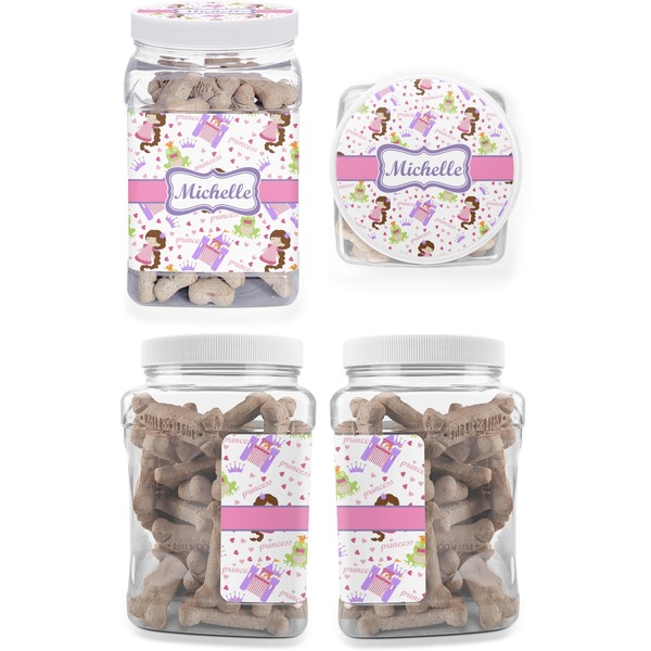Princess Print Pet Treat Jar - Multiple Angles