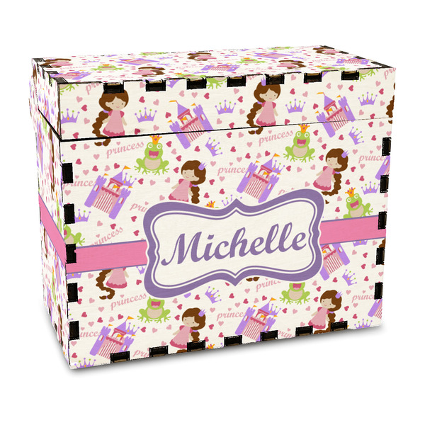 Custom Princess Print Wood Recipe Box - Full Color Print (Personalized)