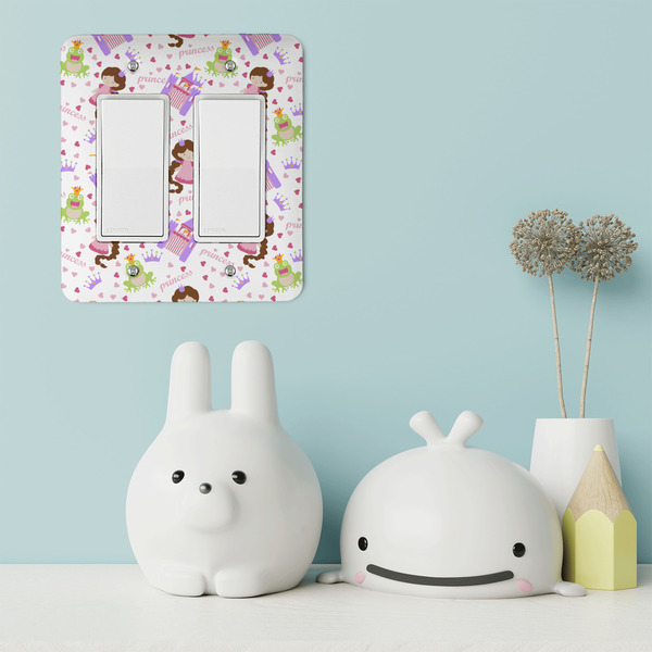 Princess Print Rocker Light Switch Covers - Double - IN CONTEXT
