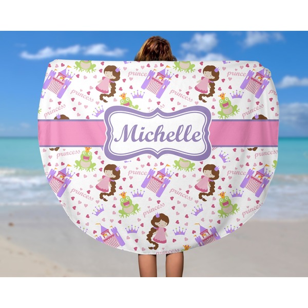 Princess Print Round Beach Towel - In Use