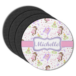 Princess Print Round Rubber Backed Coasters - Set of 4 (Personalized)