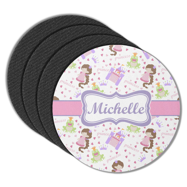 Custom Princess Print Round Rubber Backed Coasters - Set of 4 (Personalized)