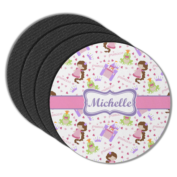 Custom Princess Print Round Rubber Backed Coasters - Set of 4 (Personalized)