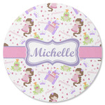 Princess Print Round Rubber Backed Coaster (Personalized)