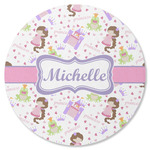 Princess Print Round Rubber Backed Coaster (Personalized)