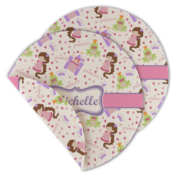 Custom Princess Print Round Linen Placemat - Double Sided (Personalized)