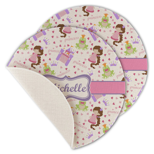 Custom Princess Print Round Linen Placemat - Single Sided - Set of 4 (Personalized)