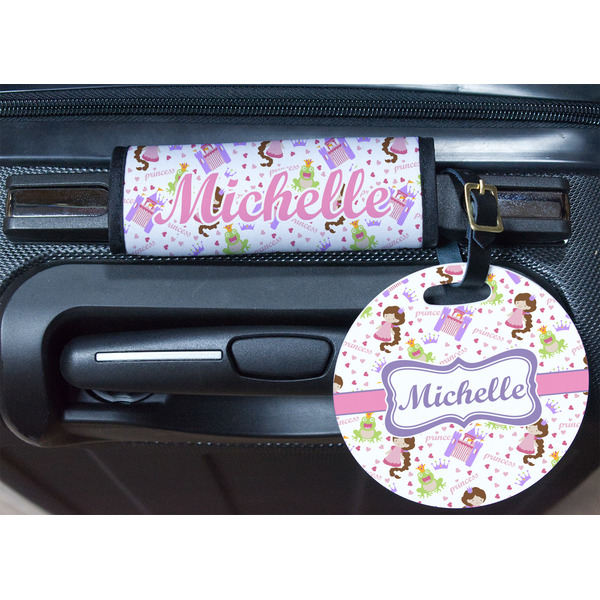 Princess Print Round Luggage Tag & Handle Wrap - In Context