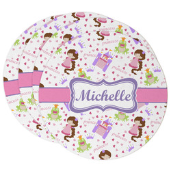 Princess Print Round Paper Coasters w/ Name or Text