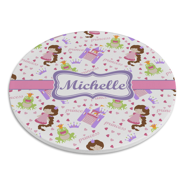Princess Print Round Stone Trivet - Angle View