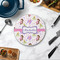 Princess Print Round Stone Trivet - In Context View