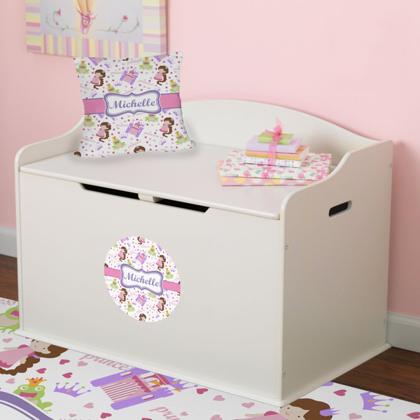 Princess Print Round Wall Decal on Toy Chest