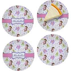 Princess Print Set of 4 Glass Appetizer / Dessert Plate 8" (Personalized)