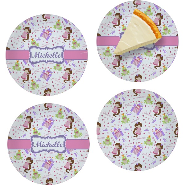 Custom Princess Print Set of 4 Glass Appetizer / Dessert Plate 8" (Personalized)