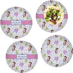 Princess Print Set of 4 Glass Lunch / Dinner Plate 10" (Personalized)