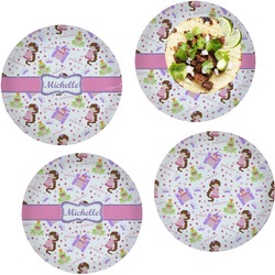 Princess Print Set of 4 Glass Lunch / Dinner Plate 10" (Personalized)