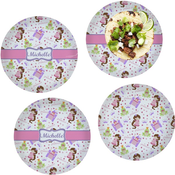 Custom Princess Print Set of 4 Glass Lunch / Dinner Plate 10" (Personalized)