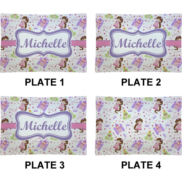 Princess Print Set of Rectangular Appetizer / Dessert Plates (Approval)
