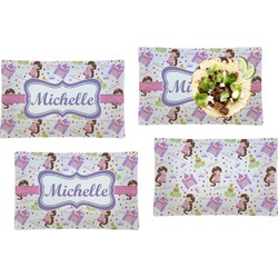 Princess Print Set of 4 Glass Rectangular Lunch / Dinner Plate (Personalized)