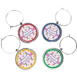 Princess Print Wine Charms (Set of 4) (Personalized)