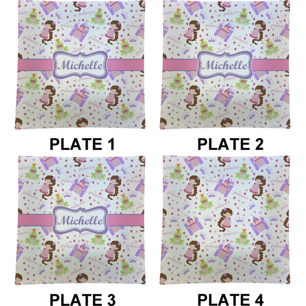 Princess Print Set of Square Dinner Plates (Approval)