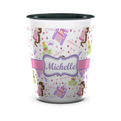Princess Print Ceramic Shot Glass - 1.5 oz - Two Tone - Set of 4 (Personalized)