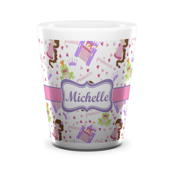 Custom Princess Print Ceramic Shot Glass - 1.5 oz - White - Set of 4 (Personalized)