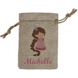 Princess Print Small Burlap Gift Bag - Front (Personalized)