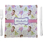 Princess Print 9.5" Glass Square Lunch / Dinner Plate- Single or Set of 4 (Personalized)