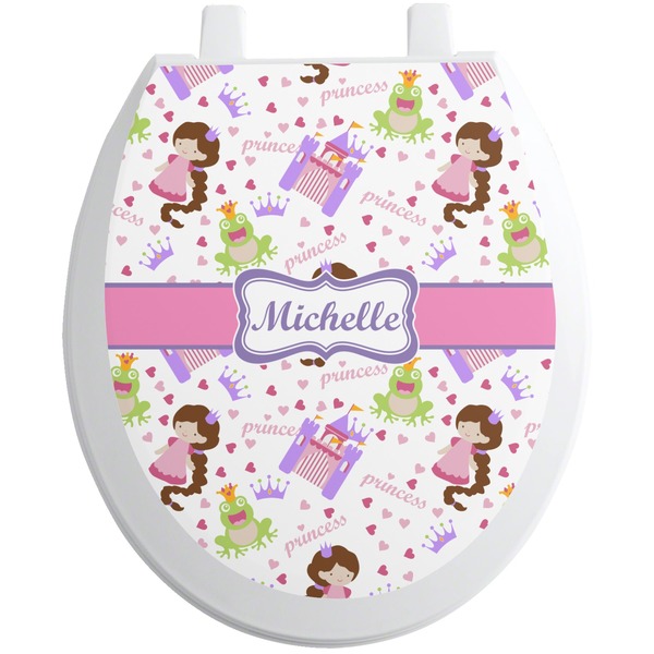 Custom Princess Print Toilet Seat Decal - Round (Personalized)