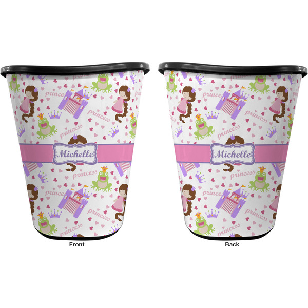 Princess Print Trash Can Black - Front and Back - Apvl