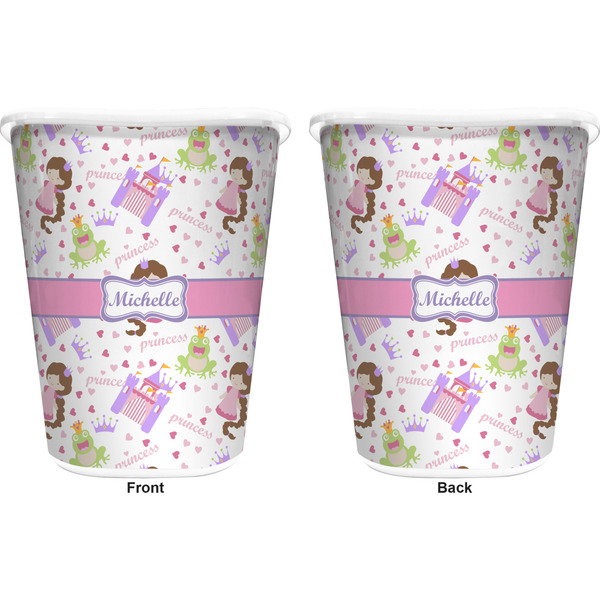 Princess Print Trash Can White - Front and Back - Apvl