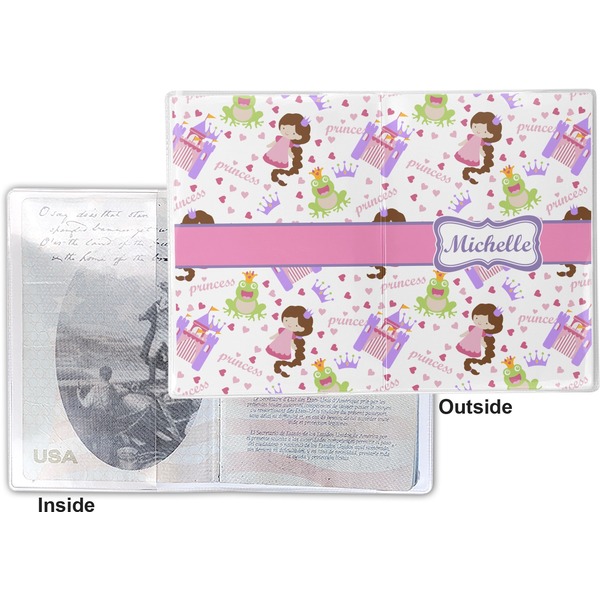 Princess Print Vinyl Passport Holder - Flat Front and Back