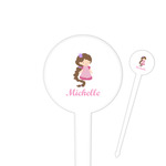 Princess Print 4" Round Plastic Food Picks - White - Single Sided (Personalized)