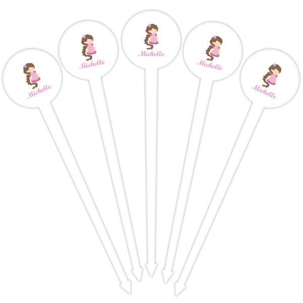 Princess Print White Plastic 4" Food Pick - Round - Fan View