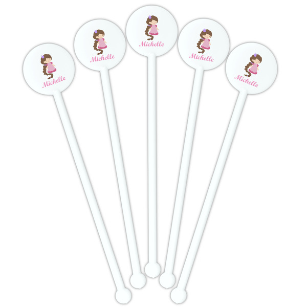 Princess Print White Plastic 5.5" Stir Stick - Fan View