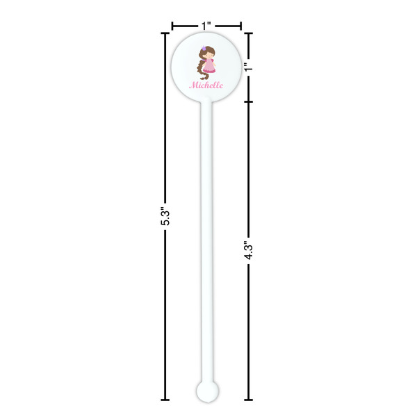 Princess Print White Plastic 5.5" Stir Stick - Round - Dimensions