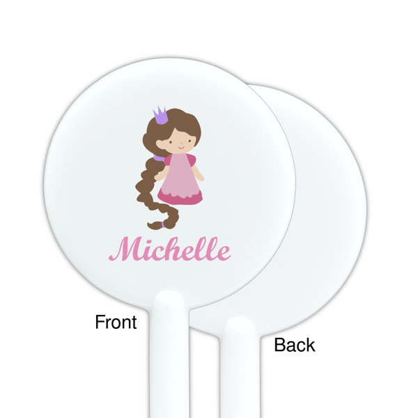 Princess Print White Plastic 5.5" Stir Stick - Single Sided - Round - Front & Back