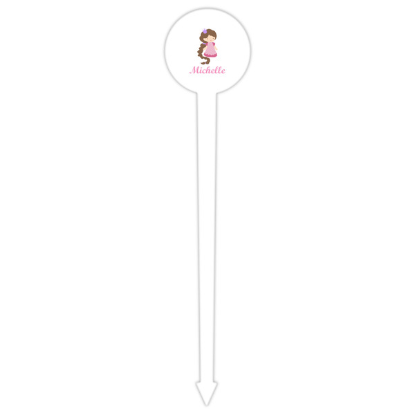 Princess Print White Plastic 6" Food Pick - Round - Single Pick