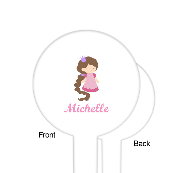 Princess Print White Plastic 6" Food Pick - Round - Single Sided - Front & Back