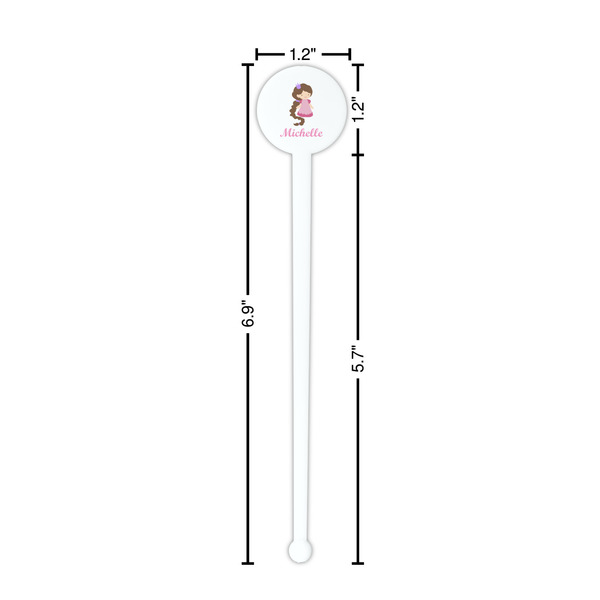 Princess Print White Plastic 7" Stir Stick - Round - Dimensions