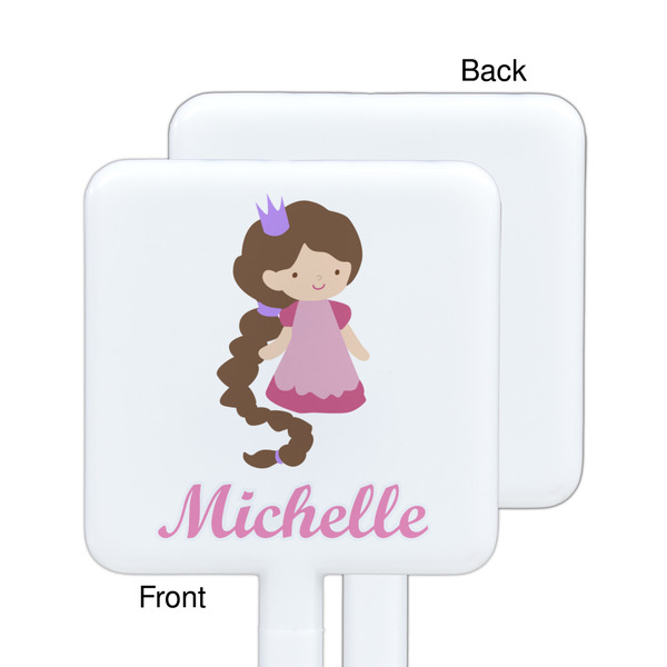 Princess Print White Plastic Stir Stick - Single Sided - Square - Approval