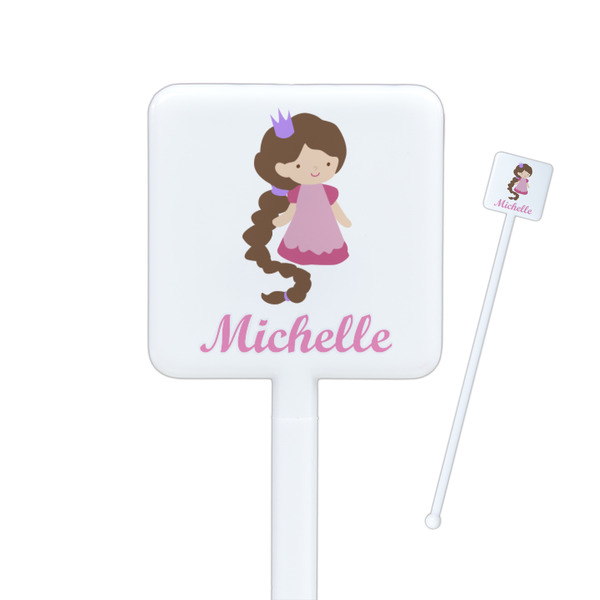 Custom Princess Print Square Plastic Stir Sticks - Single Sided (Personalized)