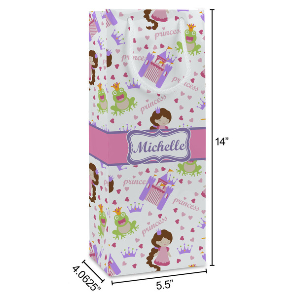 Princess Print Wine Gift Bag - Dimensions
