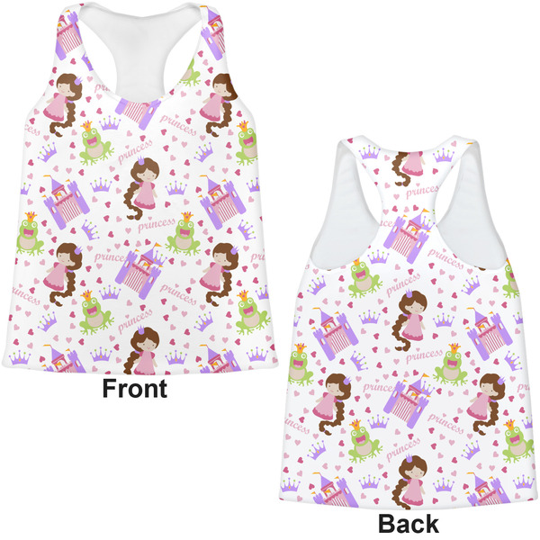 Princess Print Womens Racerback Tank Tops - Medium - Front and Back