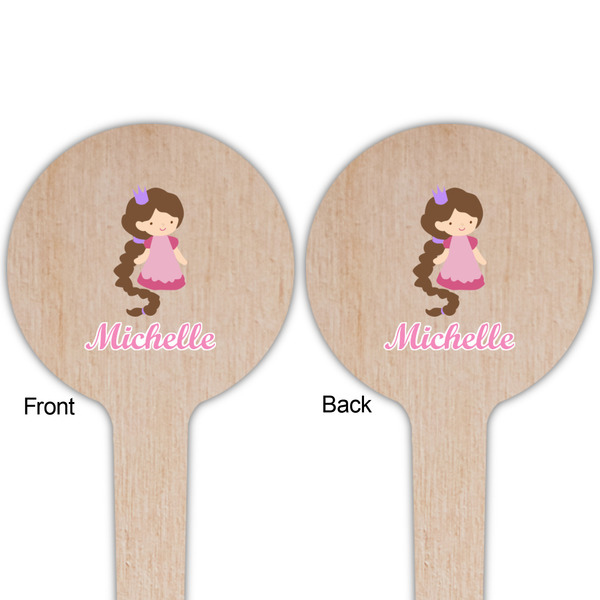 Princess Print Wooden 4" Food Pick - Round - Double Sided - Front & Back