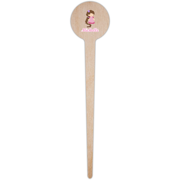 Princess Print Wooden 4" Food Pick - Round - Single Pick